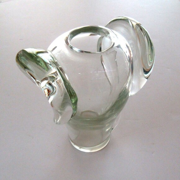 Vintage Art Nouveau clear heavy crystal glass bud vase with side swirls - 6" - Picture 13 of 15